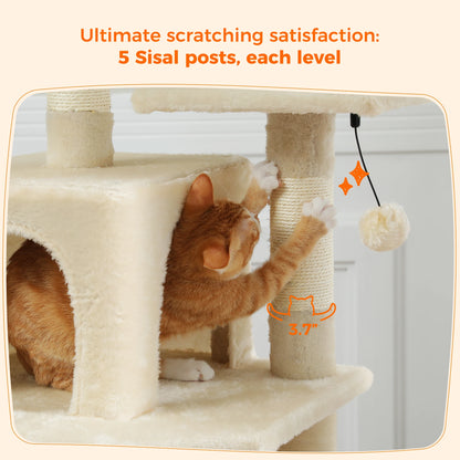 Large Cat Tree Tower with Hammock and Padded Perches - view 49