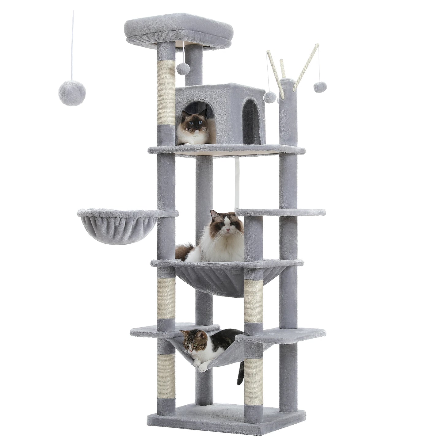 Large Multi-Level Plush Cat Tree with Condos - view 44