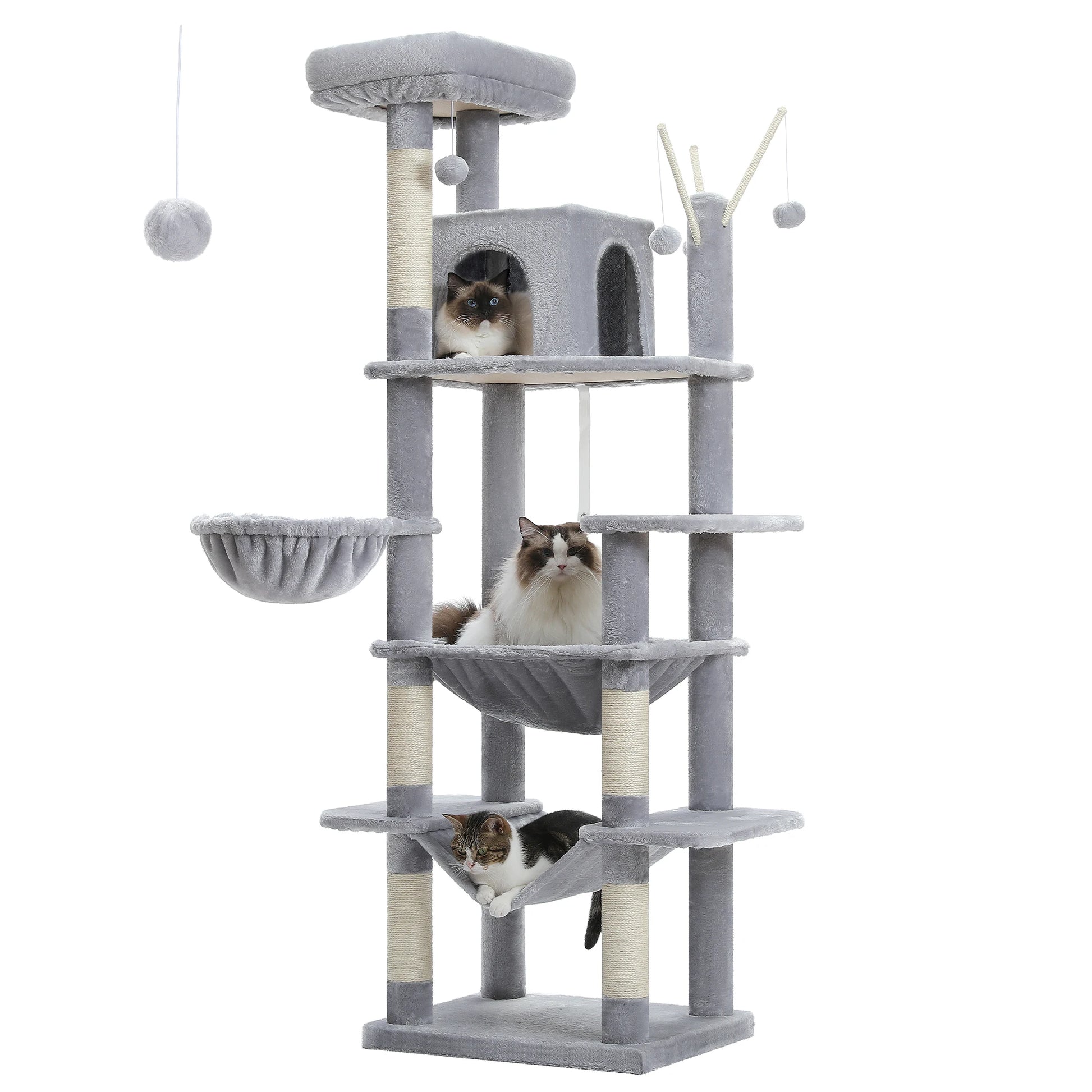 Large Multi-Level Plush Cat Tree with Condos - view 44