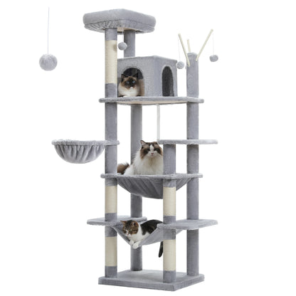 Large Multi-Level Plush Cat Tree with Condos - view 44