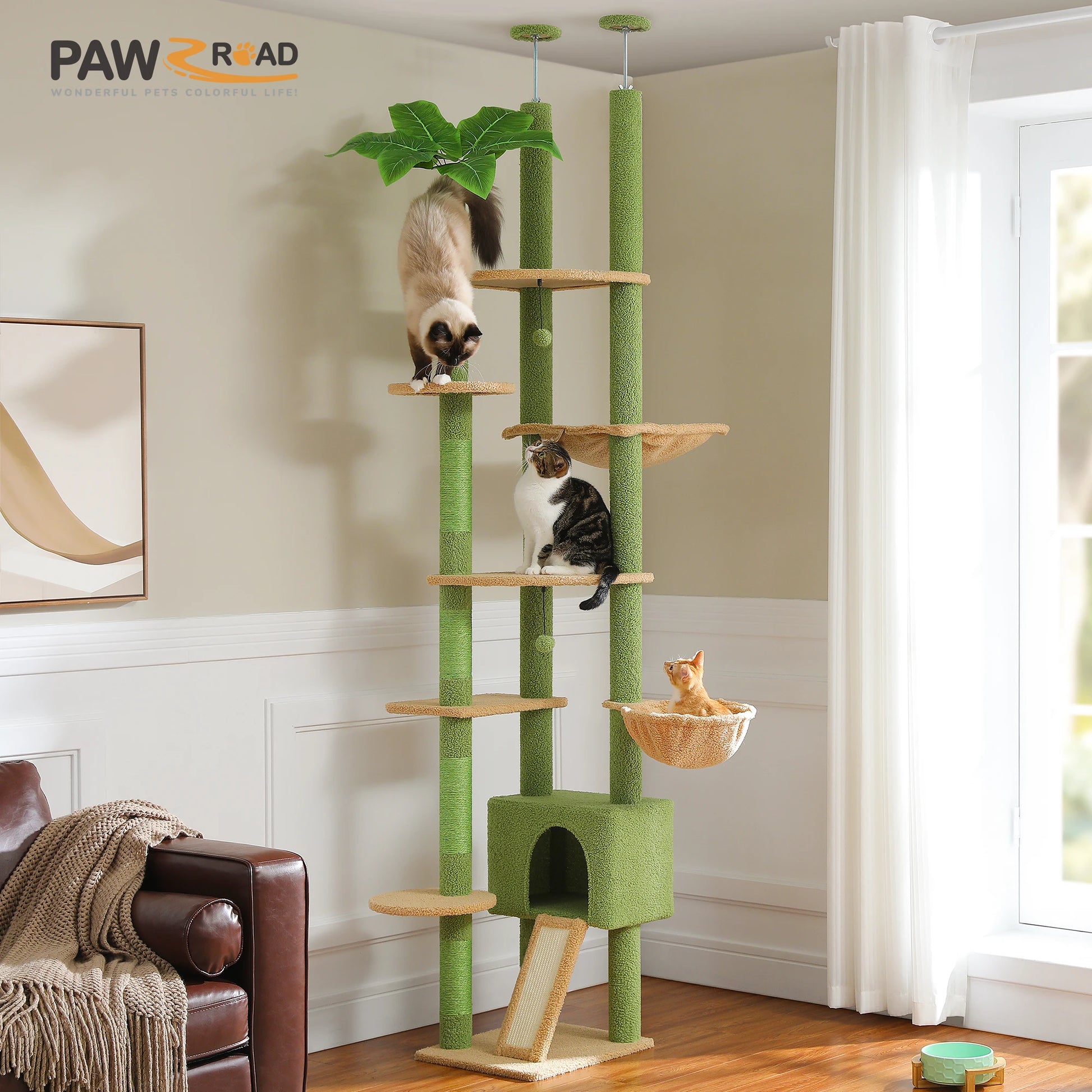 Adjustable Cactus Floor-to-Ceiling Cat Tree