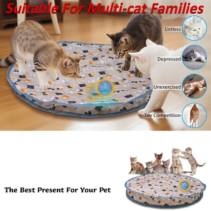 Interactive Motion Cat Toy Ball with Hide and Seek Pouch - in use