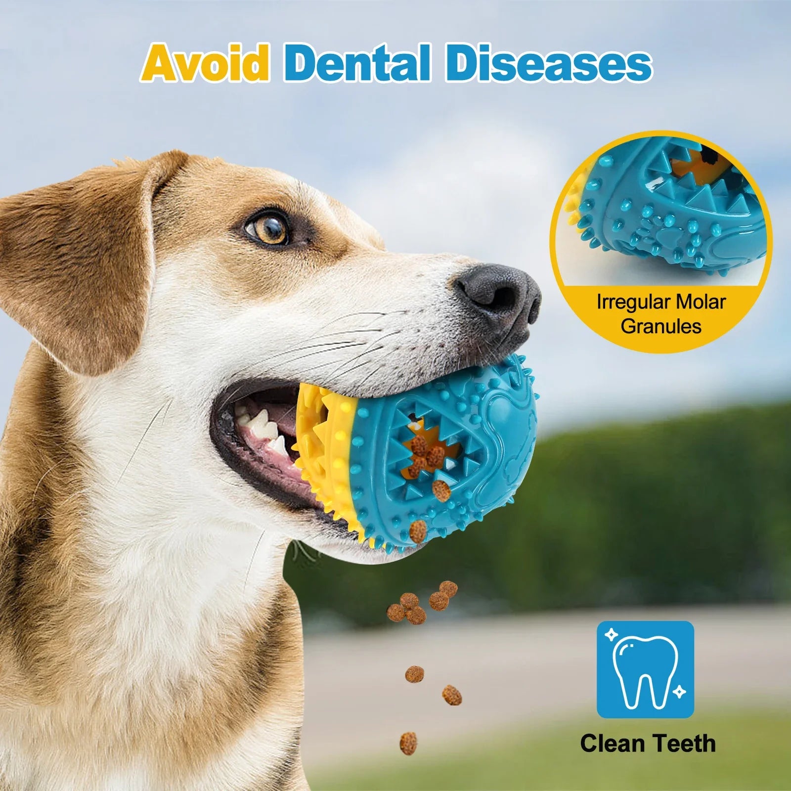 Treat-Dispensing Sound Ball for Dog Chewing - in use