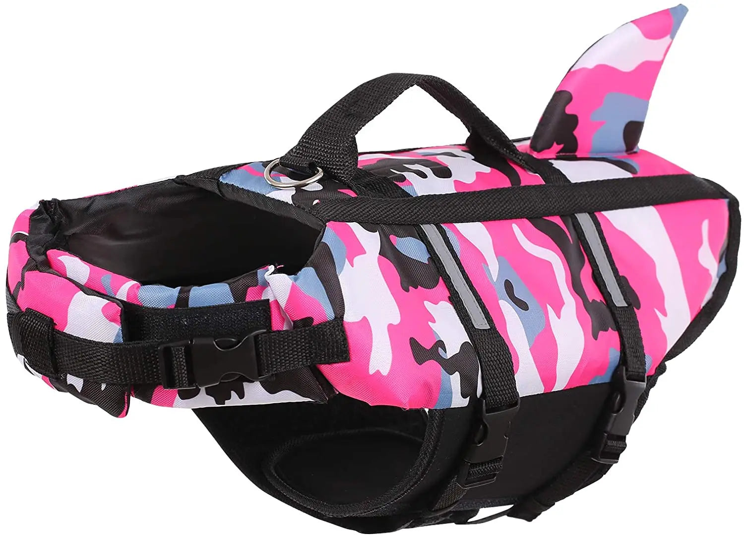 Dog Life Jacket with Harness for Swimming and Water Safety - Fuchsia / L