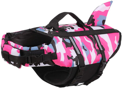 Dog Life Jacket with Harness for Swimming and Water Safety - Fuchsia / L