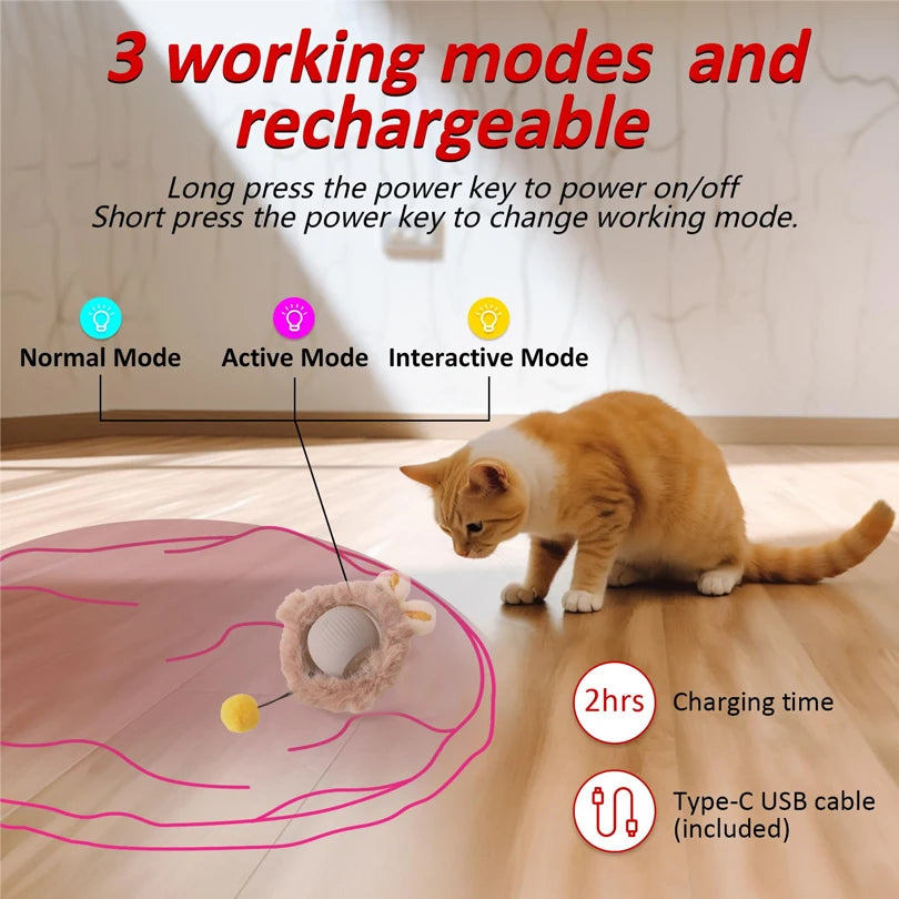 Interactive Motion Cat Toy Ball with Hide and Seek Pouch - detail