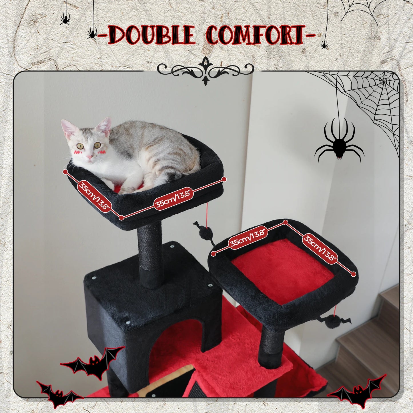 Large Multi-Level Plush Cat Tree with Condos - view 15