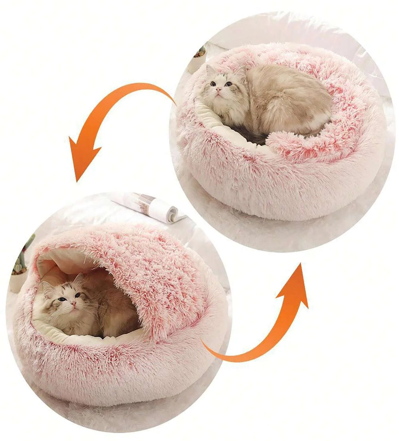 Soft Plush 2-in-1 Pet Cave Bed for Cats and Small Dogs - view 13
