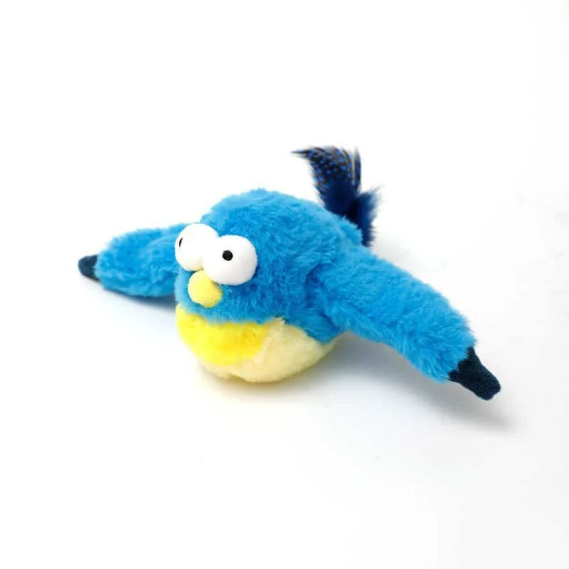 Touch-Activated Chirping Bird Cat Toy - Blue Bird 1pc
