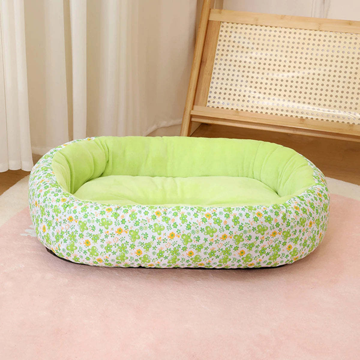 Floral All-Season Dog Bed for Small Breeds (4 Colors) - Green / S