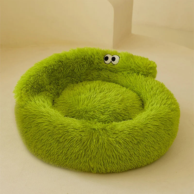 Warm Plush Cat and Dog Sleeping Nest - Little Monster Green / 60X60cm