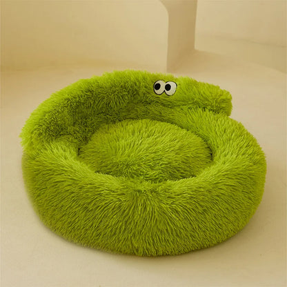 Warm Plush Cat and Dog Sleeping Nest - Little Monster Green / 60X60cm