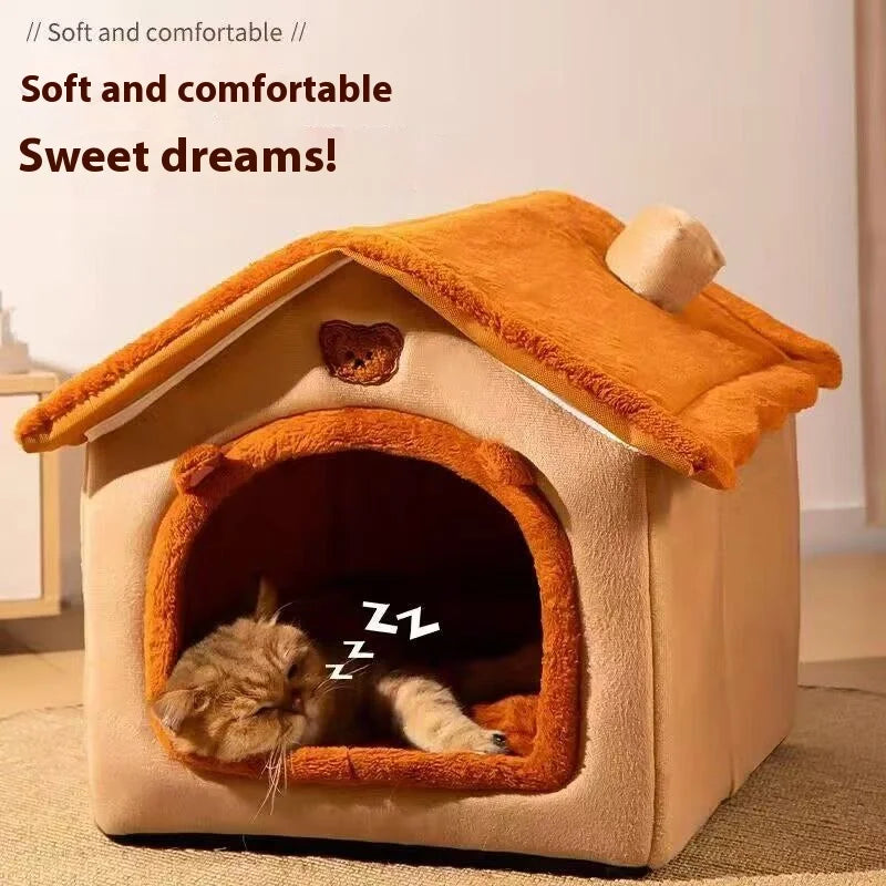 All-Season Removable Washable Dog House Bed - lifestyle