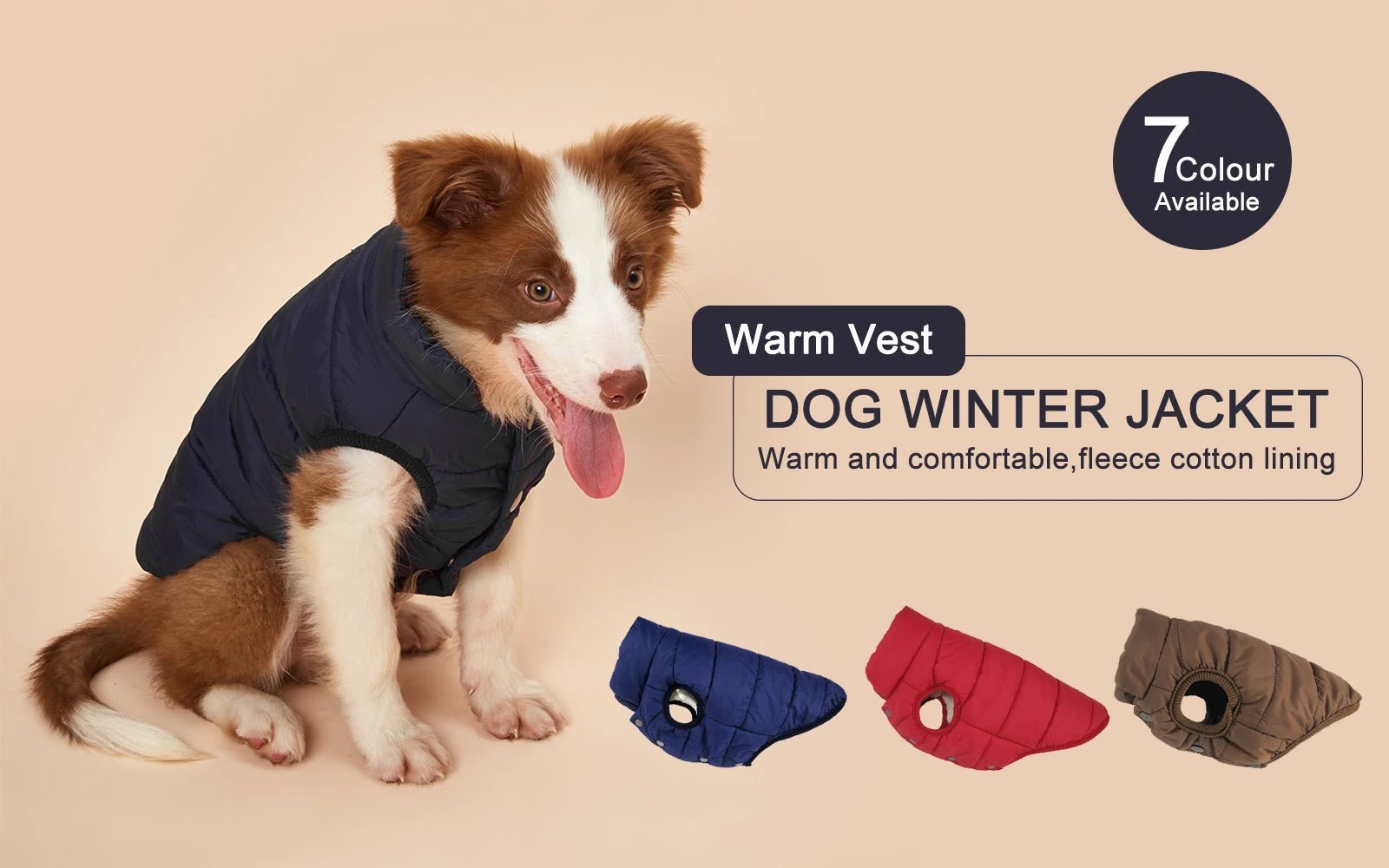 Cold-Proof Winter Dog Jacket with Fleece Lining - feature view