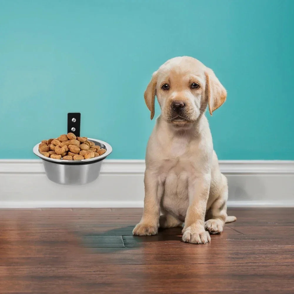 Wall-Mounted Elevated Pet Bowl with Stainless Steel Insert - view 11