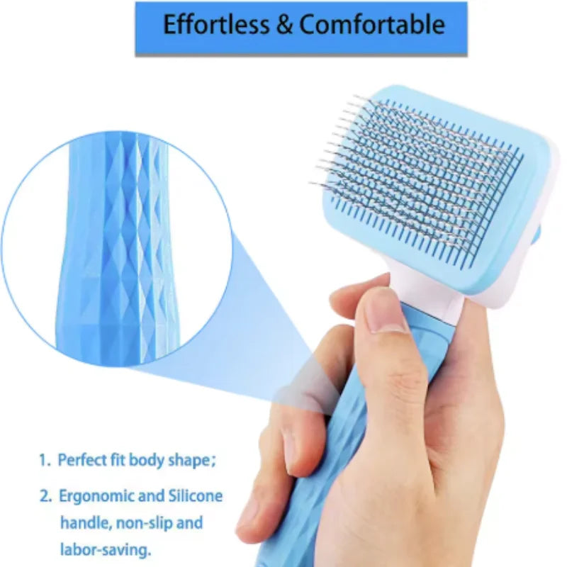 Self-Cleaning Needle Pet Comb for Cats and Dogs - close-up