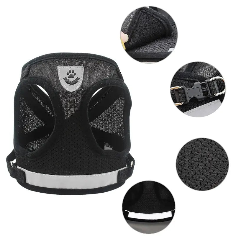 Reflective Mesh Dog Vest Harness with Leash - in use