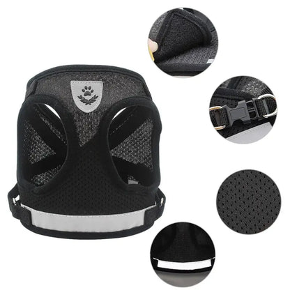 Reflective Mesh Dog Vest Harness with Leash - in use