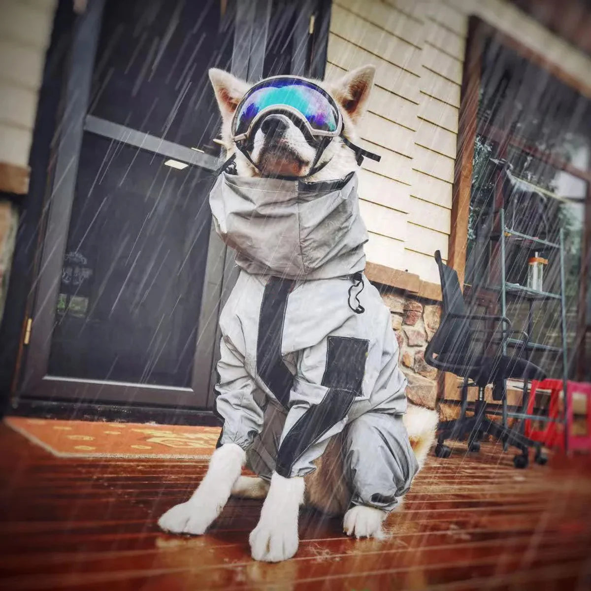 Reflective Sun-Protective Dog Raincoat Jumpsuit - close-up