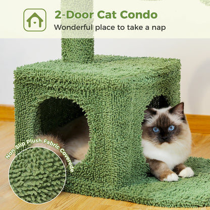 Cactus Cat Tree with Condo, Hammock and Toys - size reference
