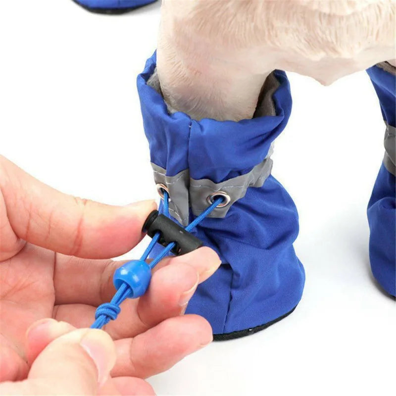 Waterproof Anti-Slip Winter Dog Boots with Socks (4 Pack) - close-up