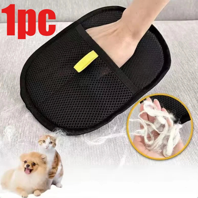 Washable Pet Hair Remover Gloves - black-1pc