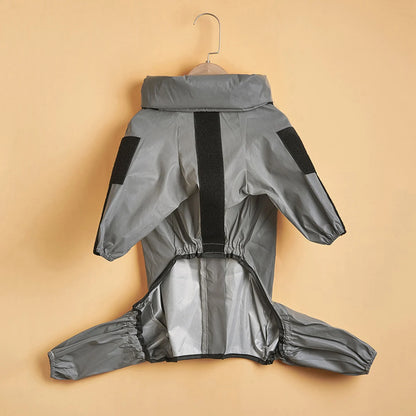 Reflective Sun-Protective Dog Raincoat Jumpsuit - Silver Gray / M