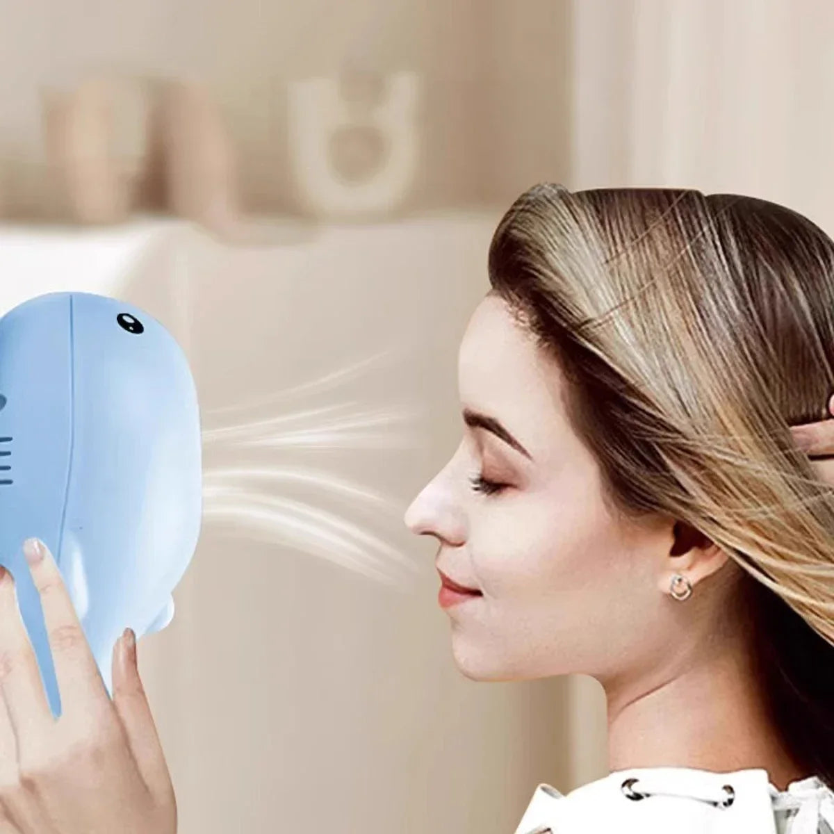 Interactive Whale Jet Ball Cat Toy with USB Fan - in use
