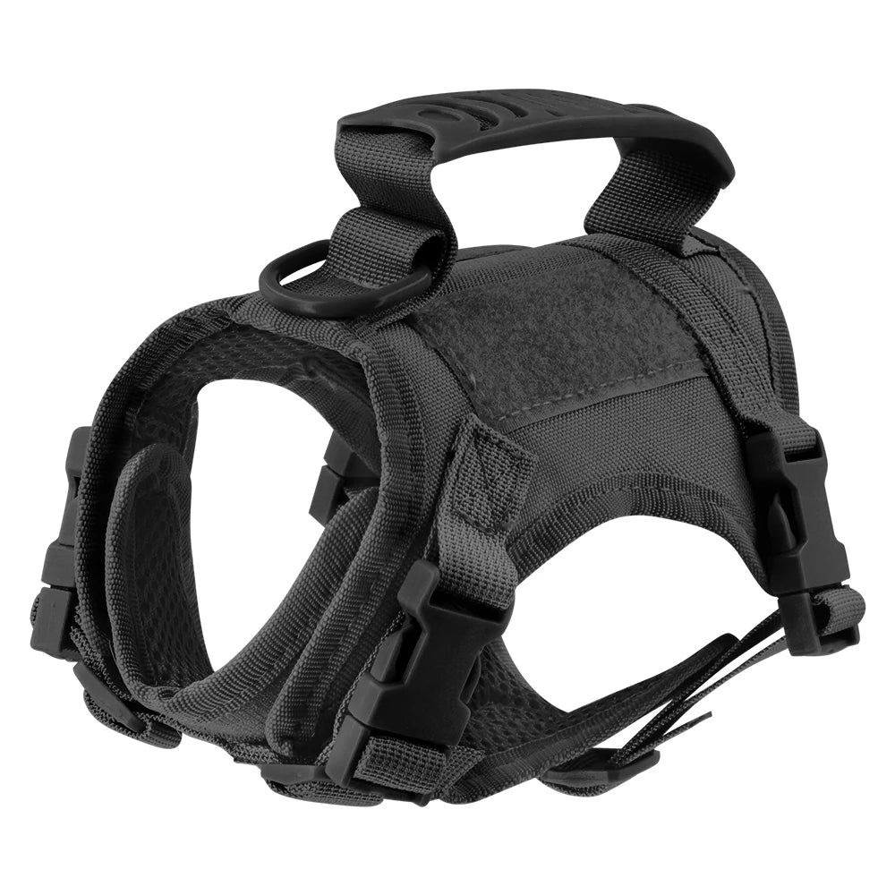 Tactical Escape-Proof Cat Harness with Control Handle - Black harness