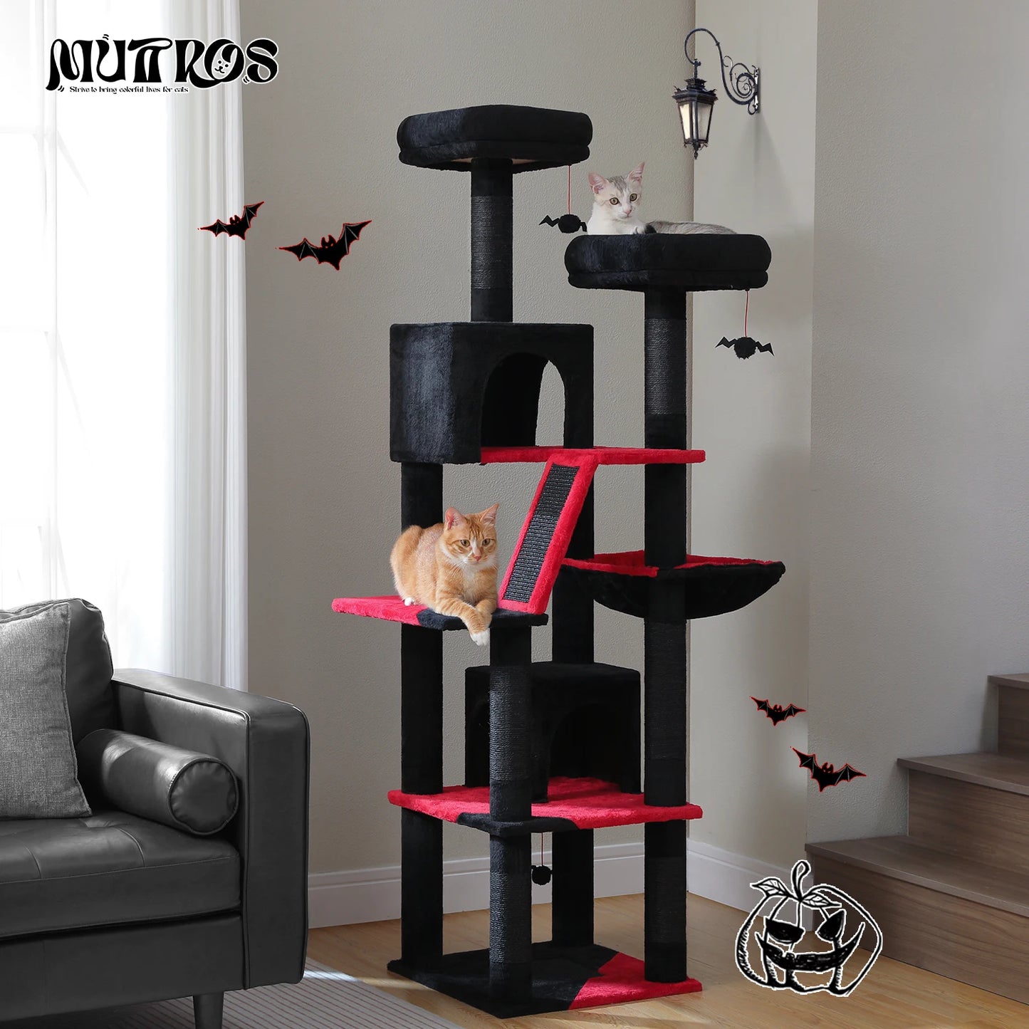 Large Multi-Level Plush Cat Tree with Condos - view 14