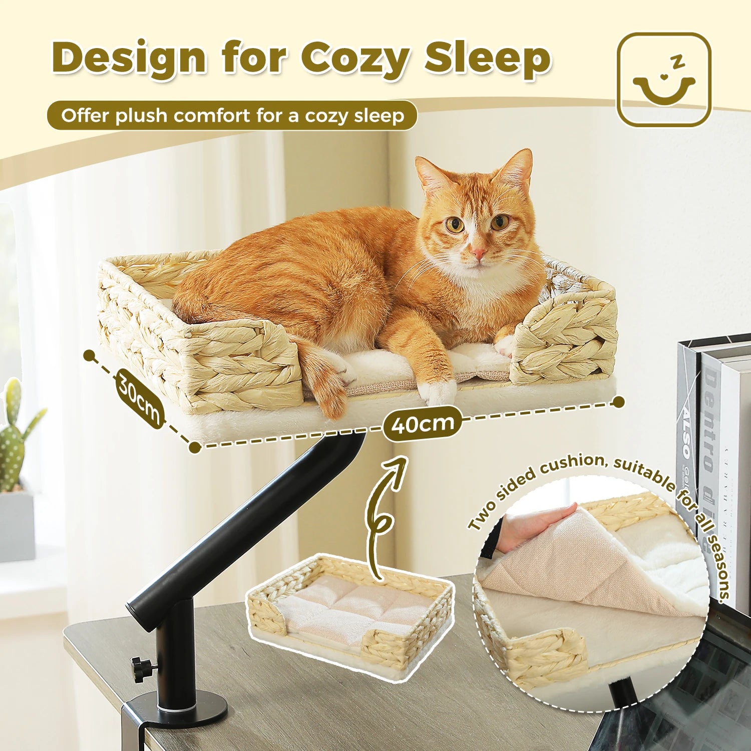 360 Degree Rotatable Cat Desk Bed with Adjustable Stand - close-up