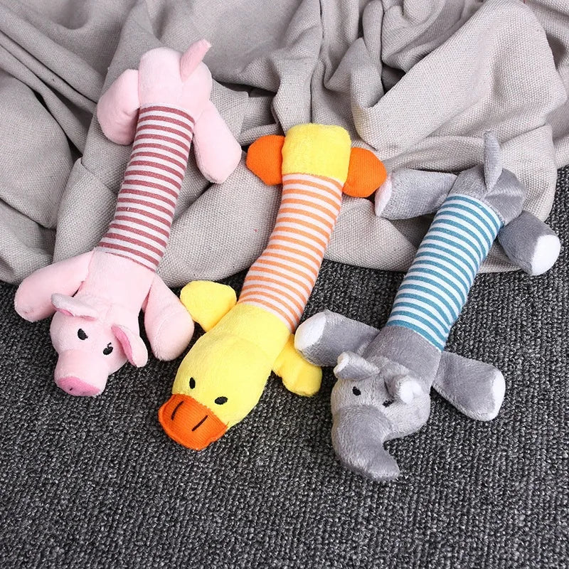 Plush Squeaky Animal Dog Toys (Elephant, Duck, Pig) - detail