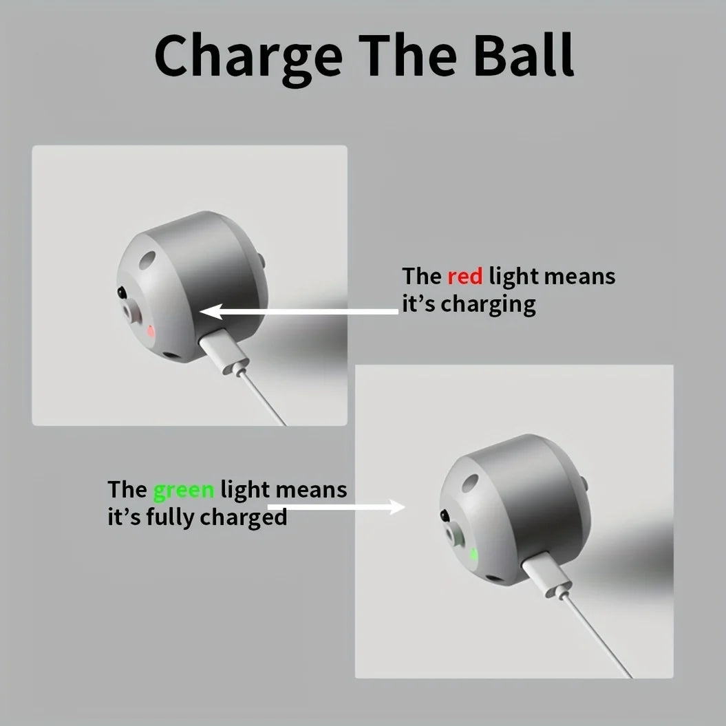 Smart Bouncing Dog Toy Ball with RGB Lights - size reference