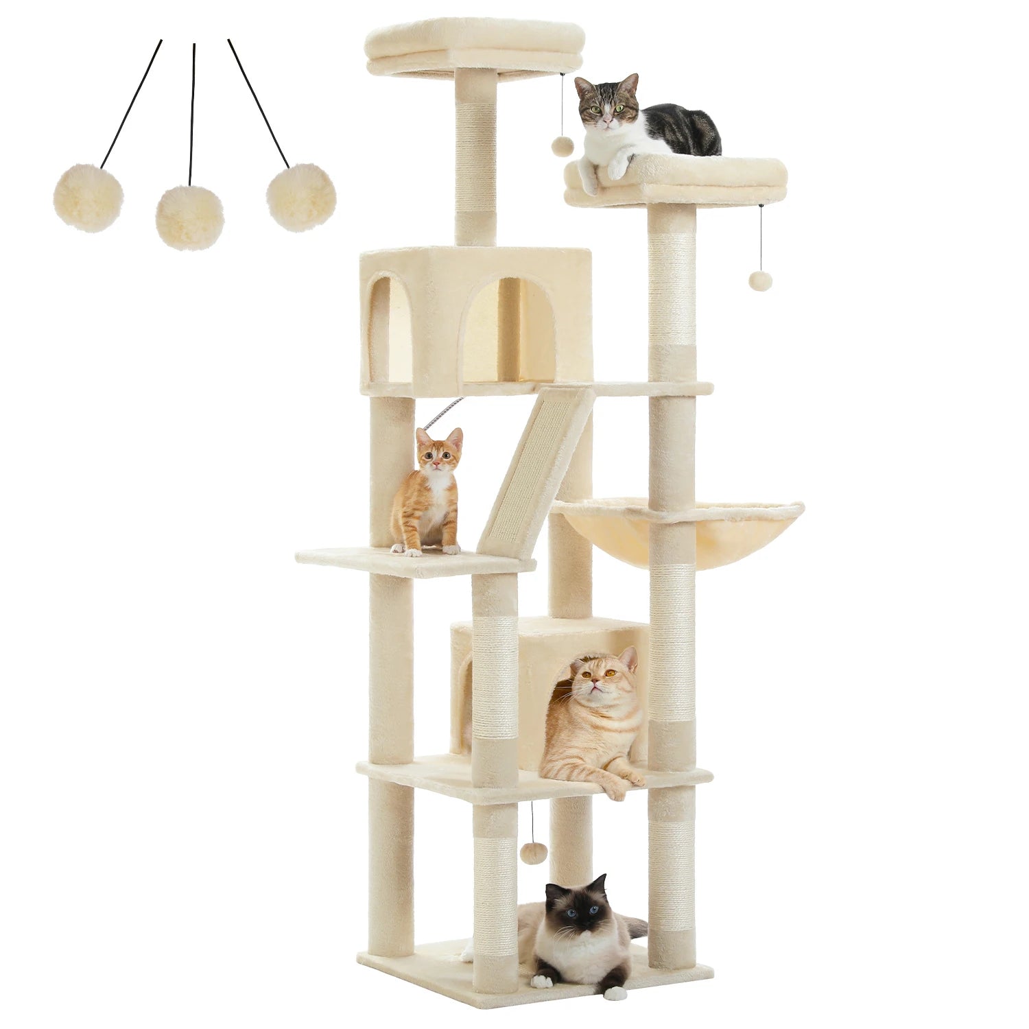 Large Multi-Level Plush Cat Tree with Condos - AMT0239BG