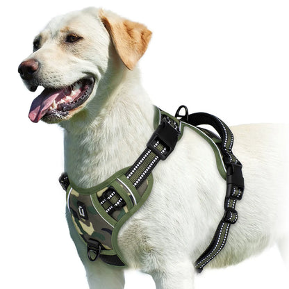 No-Pull Padded Dog Harness with Control Handle - S / army green