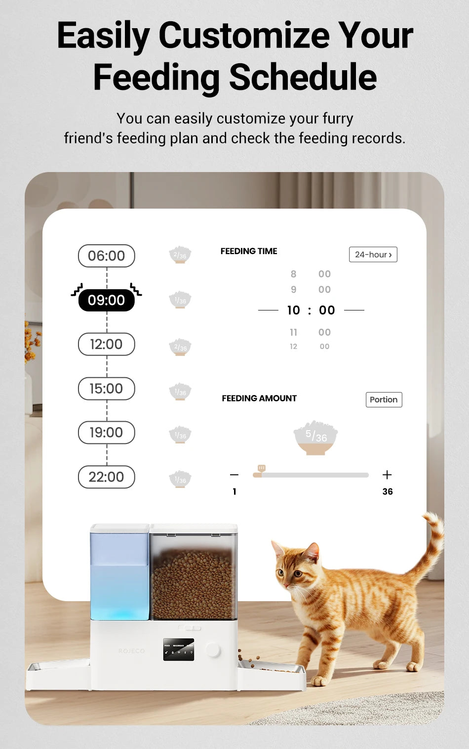WiFi Smart Pet Feeder and Water Fountain (8.5L) - size reference