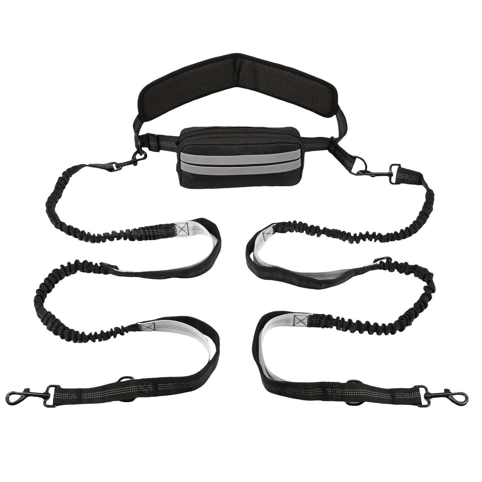Hands Free Dog Leash with Waist Bag and Reflective Belt - 1PCS 1.9M Grey C