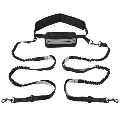 Hands Free Dog Leash with Waist Bag and Reflective Belt - 1PCS 1.9M Grey C