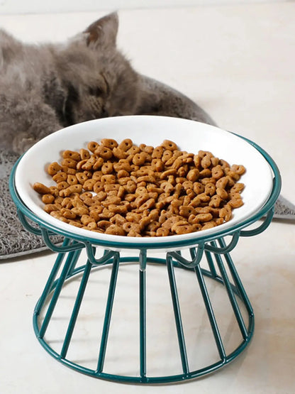 Ceramic Raised Pet Bowl with Stand - from above