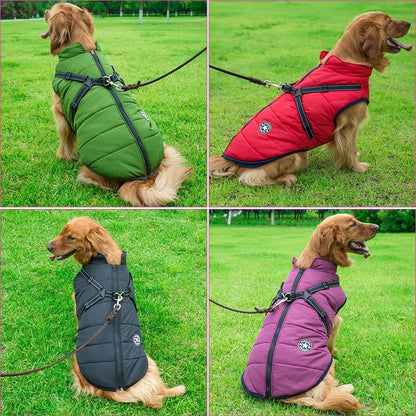Waterproof Winter Dog Jacket with Built-in Harness - close-up