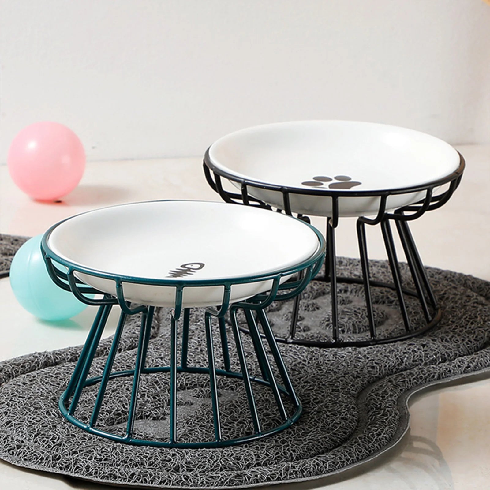 Ceramic Raised Pet Bowl with Stand - close-up