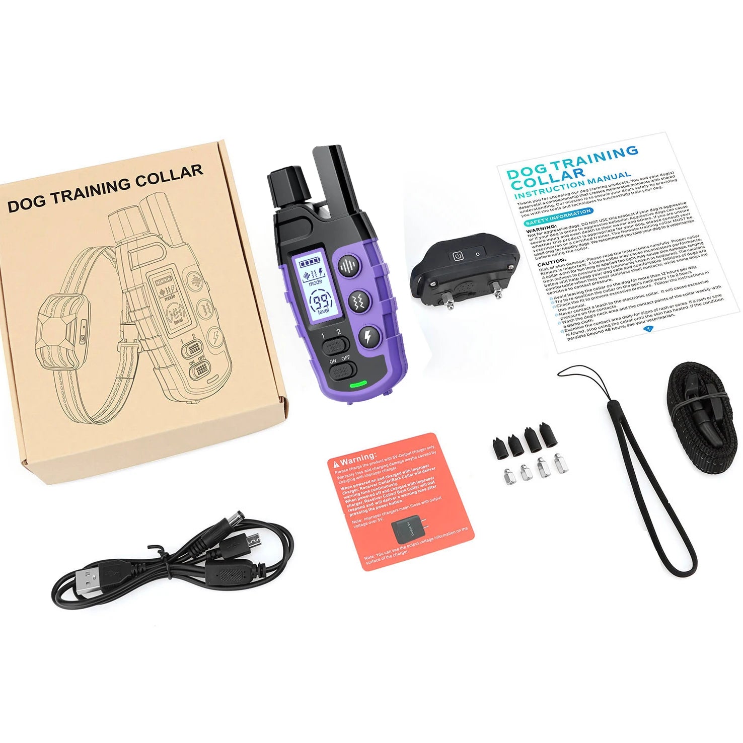 Waterproof Electric Dog Training Collar with Remote (3300ft Range) - size reference