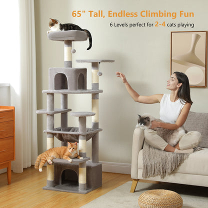 Large Cat Tree Tower with Hammock and Padded Perches - view 35
