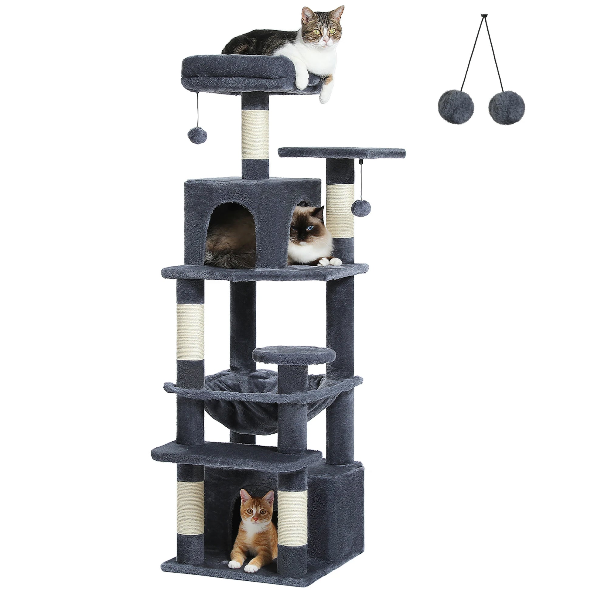Large Cat Tree Tower with Hammock and Padded Perches - view 50