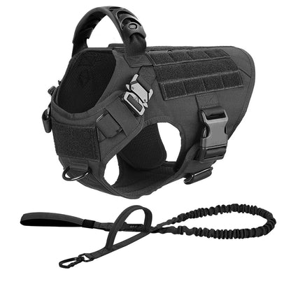 Large Dog Harness and Leash Set with Collar - M / Black 2 Pieces