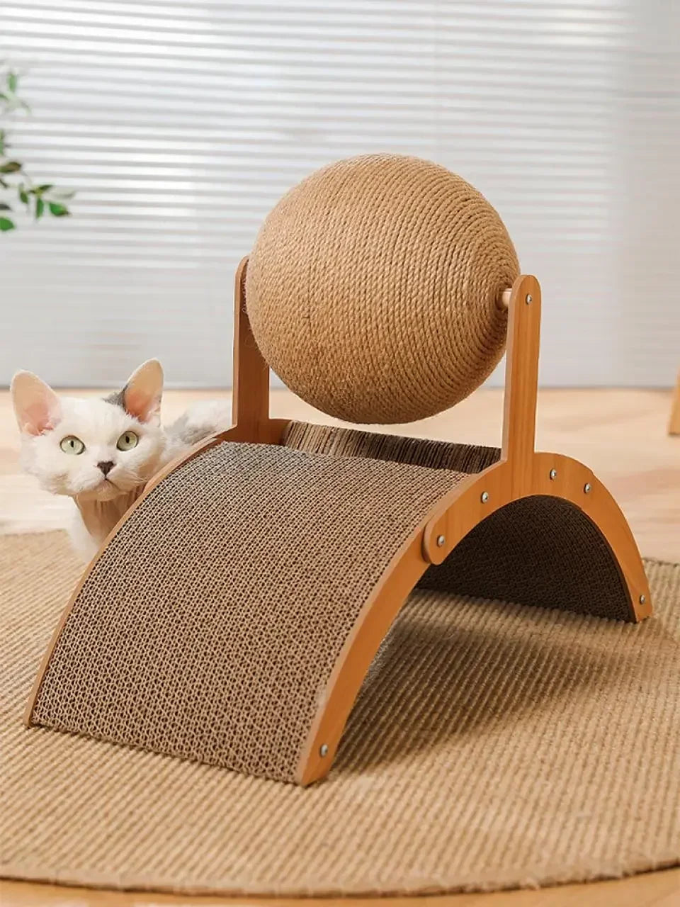 2-in-1 Wooden Cat Scratching Ball and Sisal Board - view 13