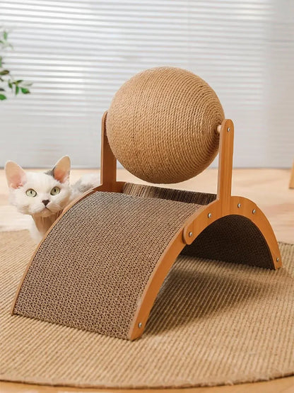 2-in-1 Wooden Cat Scratching Ball and Sisal Board - view 13