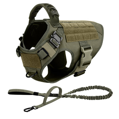 Large Dog Harness and Leash Set with Collar - M / Green 2 Pieces