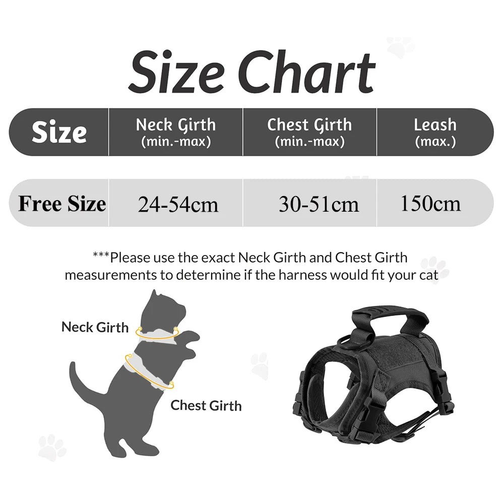 Tactical Escape-Proof Cat Harness with Control Handle - side view