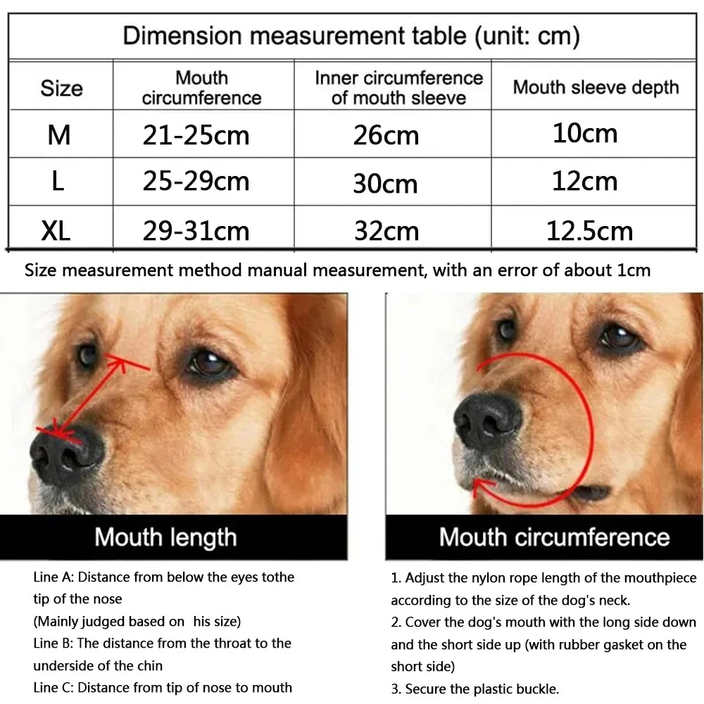 Breathable Anti-Barking Muzzle for Medium and Large Dogs - in use